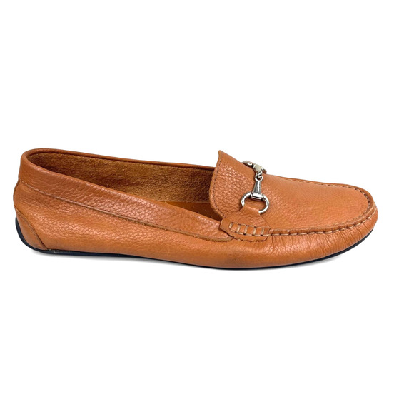 MERCANTI FIORENTINI Tan Horse Bit Leather Driving Loafers Women Sz 11B Brazil - Picture 1 of 7